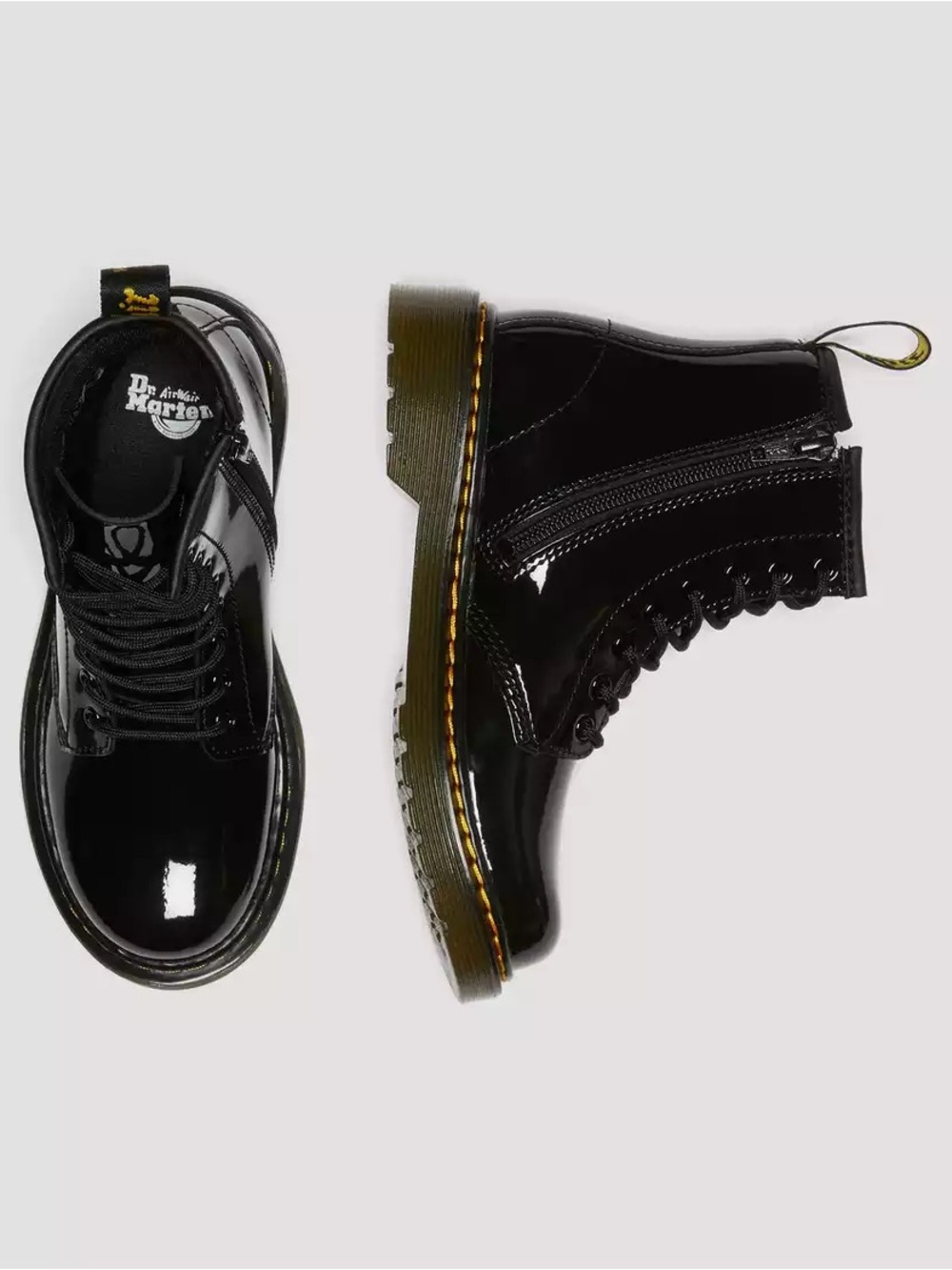DR. MARTENS JUNIOR 1460 PATENT LEATHER LACE UP BOOTS SIZE 5 BLACK